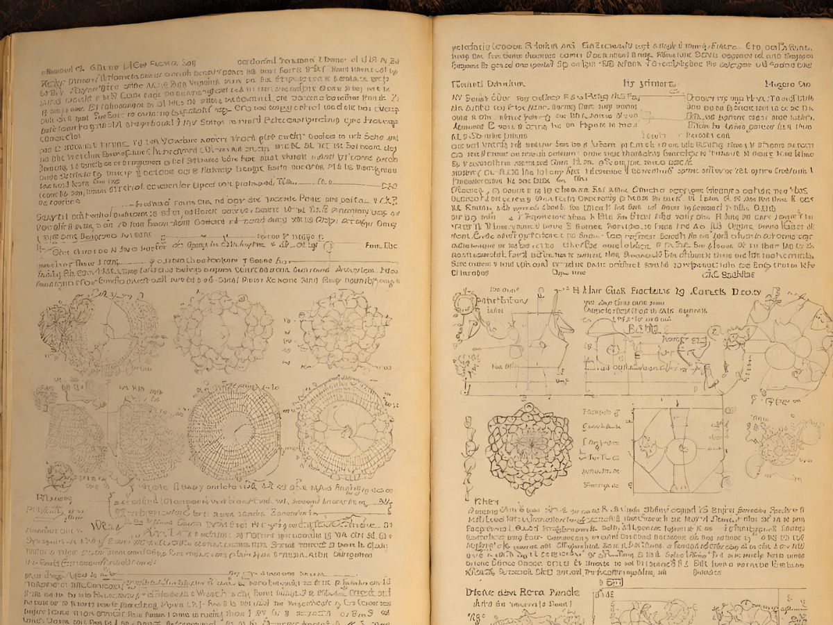 Vintage crochet publication open to pages showing some pattern instructions