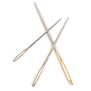 three metal darning needles 